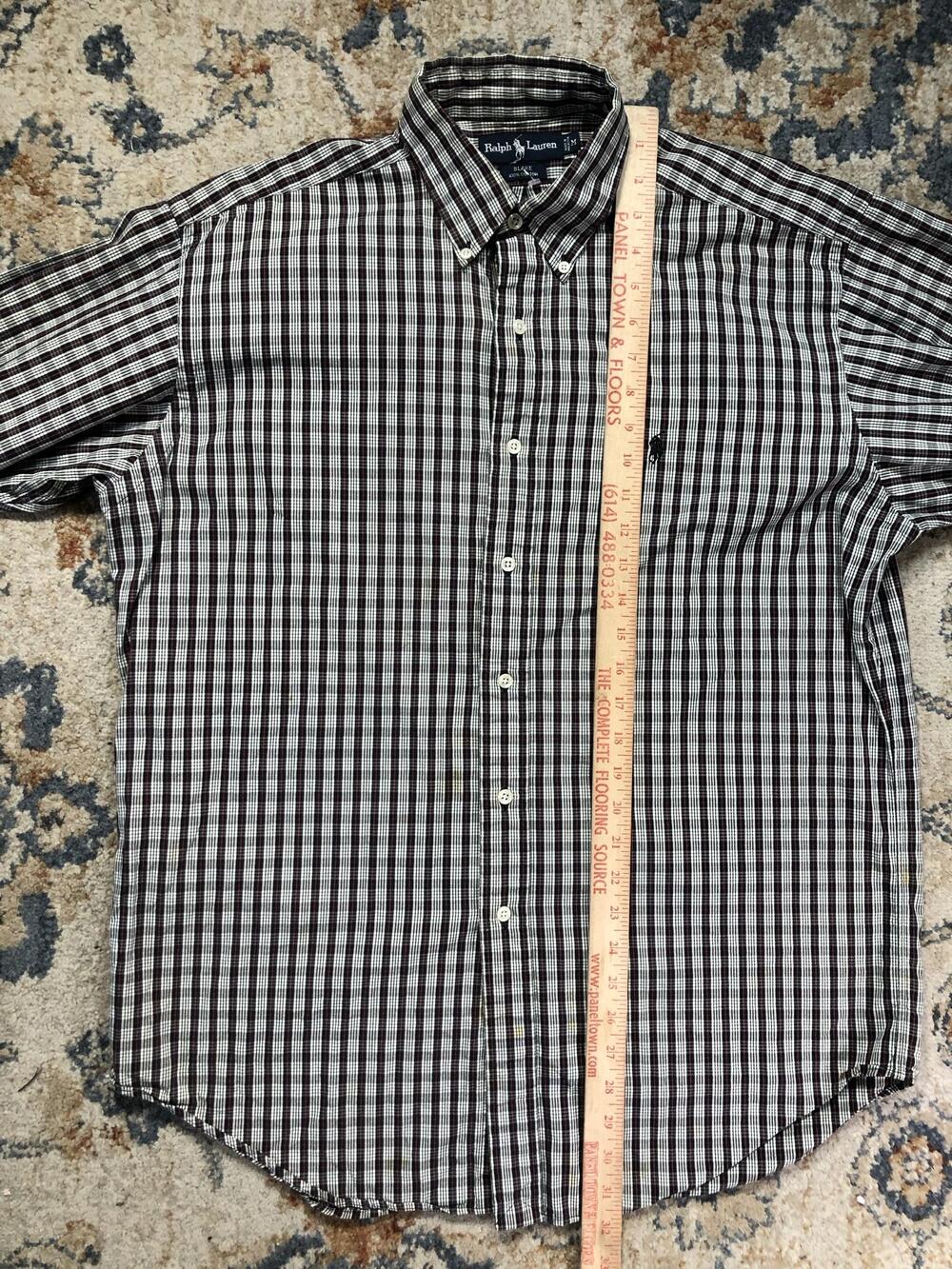 Ralph Lauren Shirt Mens Medium Black Check Long Sleeve Blake Button Down Cotton - Picture 12 of 13